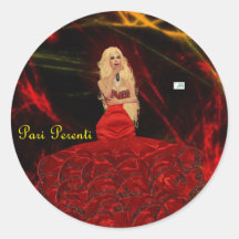 Pari Perenti que canta alrededor del pegatina
