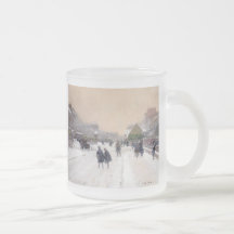 París debajo de la nieve, taza del vidrio esmerila