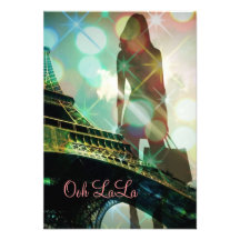 París elegante moderna chispea silueta nupcial invitaciones personalizada