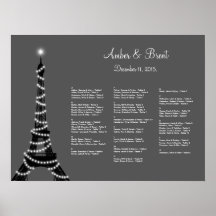 París en la carta del asiento de la noche poster