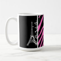 París; Estampado de zebra rosado y negro Taza