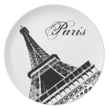 París, la placa de la torre Eiffel Plato Para Fiesta