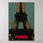 París por la noche, viaje Eiffel, Poster