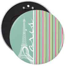 París; Verde menta y rayas rosadas Pin