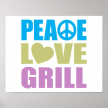 Parrilla del amor de la paz impresiones