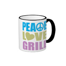 Parrilla del amor de la paz tazas de café