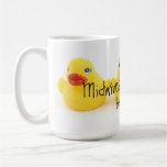 Parteras y patos de goma amarillos taza de café
