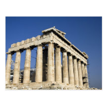 Parthenon en Grecia y cielo azul Tarjetas Postales