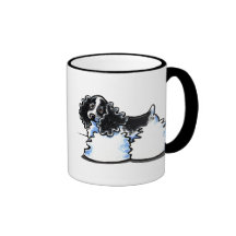 Parti blanco negro cocker spaniel tazas