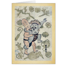 Partido del sumo por Utagawa, Toyokuni Felicitación