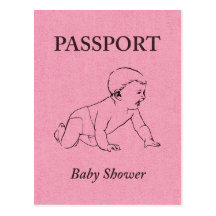 pasaporte de la fiesta de bienvenida al bebé tarjeta postal