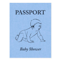 pasaporte de la fiesta de bienvenida al bebé tarjetas postales