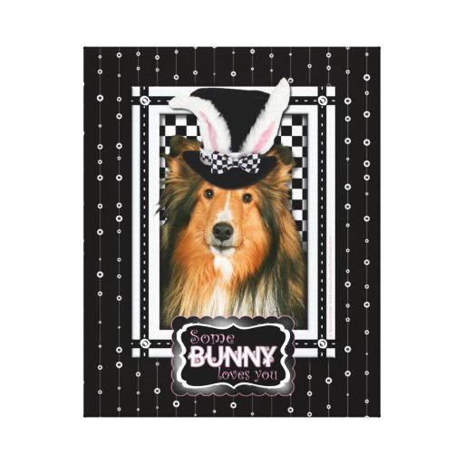 Pascua - algún conejito le ama - Sheltie Impresión De Lienzo