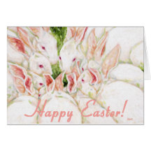Pascua feliz - conejos blancos tarjetas