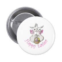 Pascua feliz dos conejitos pins
