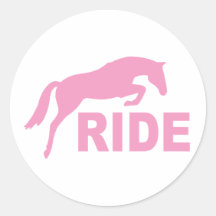 PASEO con el caballo de salto (rosa) Pegatina Redonda