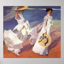 Paseo de Joaquín Sorolla y Bastida en la playa Poster