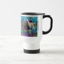 Paseo de la llama cinco en la tierra de la fantasí taza