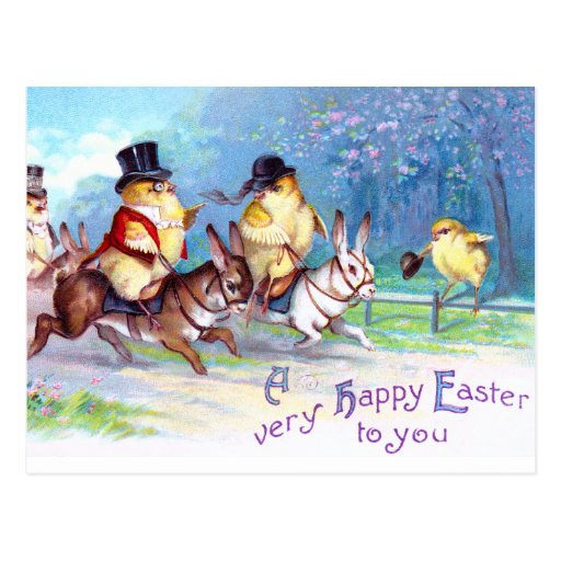 Paseo de Pascua de los polluelos Tarjetas Postales