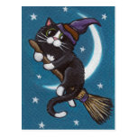 Paseo del palo de escoba - postal de Halloween