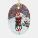 Paseo del trineo del gatito ornamento para arbol de navidad