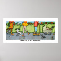 Paseo del verano con el poster de los perros y de 