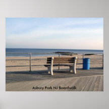 Paseo marítimo del parque NJ de Asbury - banco Posters