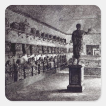 Pasillo del Arringatore, museo de Etruscan Calcomanías Cuadradases