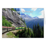 Paso blanco y cumpleaños del tren del hijo de la r felicitación