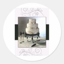 Pastel de bodas blanco y negro elegante pegatinas  