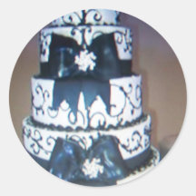pastel de bodas blanco y negro etiquetas redondas
