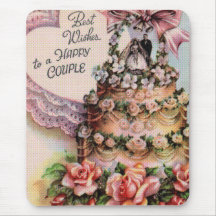 Pastel de bodas feliz de los pares alfombrilla de raton