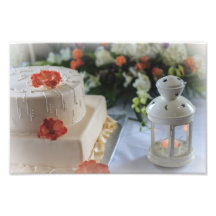 Pastel de bodas y linterna fotografia