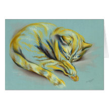 Pastel del gato - gatito del Tabby el dormir Felicitaciones