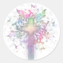 Pastel floral pegatina redonda