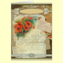 Pastiche antiguo de la hoja de música de la amapol tarjetas