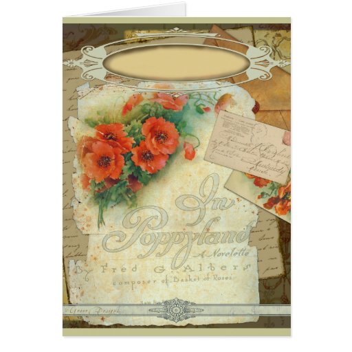 Pastiche antiguo de la hoja de música de la amapol tarjeta