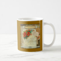 Pastiche antiguo de la hoja de música de la amapol tazas