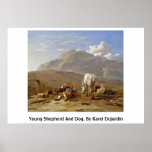 Pastor y perro jovenes. Por Karel Dujardin Posters