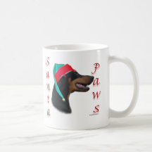 Patas de Santa del Pinscher del Doberman (negro) Tazas De Café
