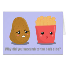 Patata de Kawaii y patatas fritas y el lado oscuro Tarjetas
