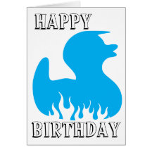 Pato azul feliz, cumpleaños felicitaciones