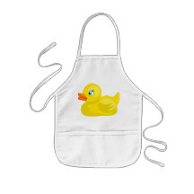 Pato de goma amarillo delantal