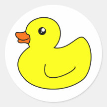 Pato de goma amarillo etiqueta redonda