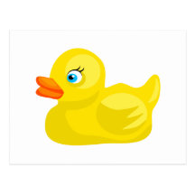 Pato de goma amarillo postal