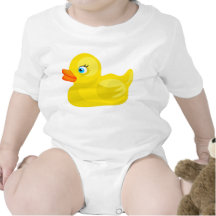 Pato de goma amarillo traje de bebé