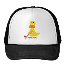 Pato divertido que juega arte del primitivo del go gorra