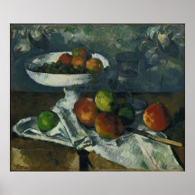 Paul Cézanne - todavía vida con el plato de fruta Impresiones