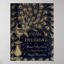 Pavo real antiguo del orgullo y del perjuicio de J Impresiones