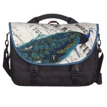 Pavo real azul elegante francés del vintage bolsa de ordenador